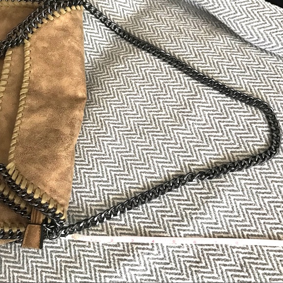 Khaki Fold Over Chain Women Oversized Bag. New - Picture 16 of 16